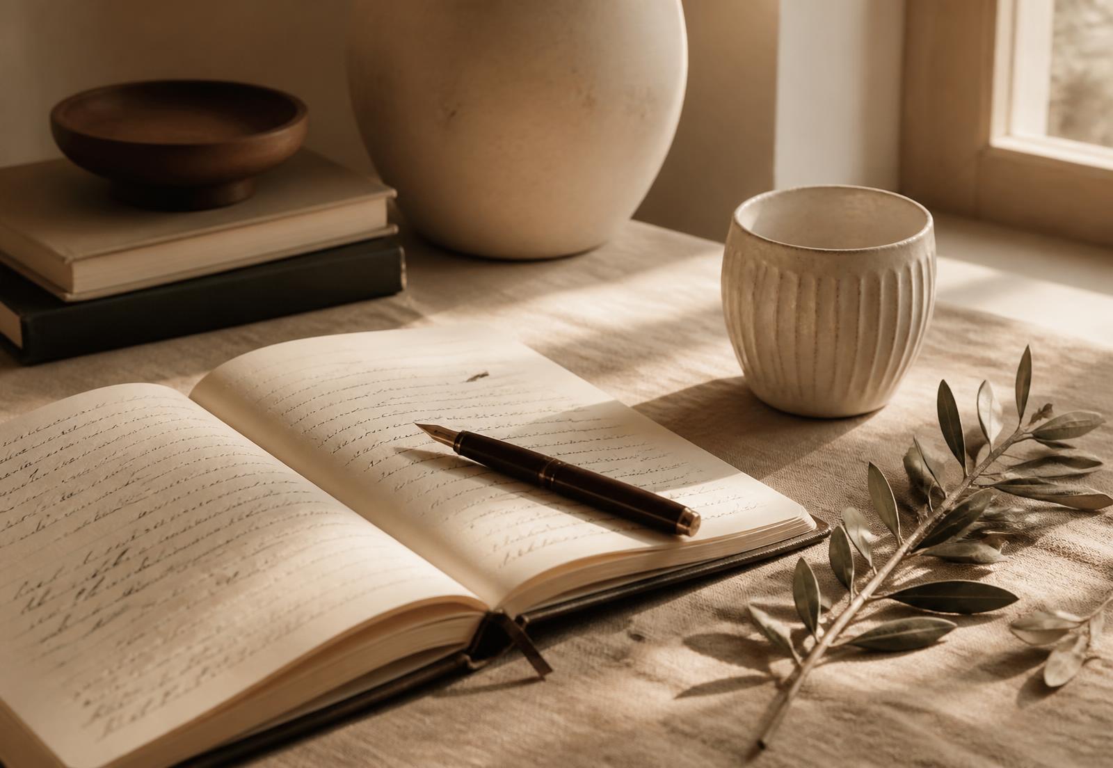 Libros y cuaderno bajo luz natural