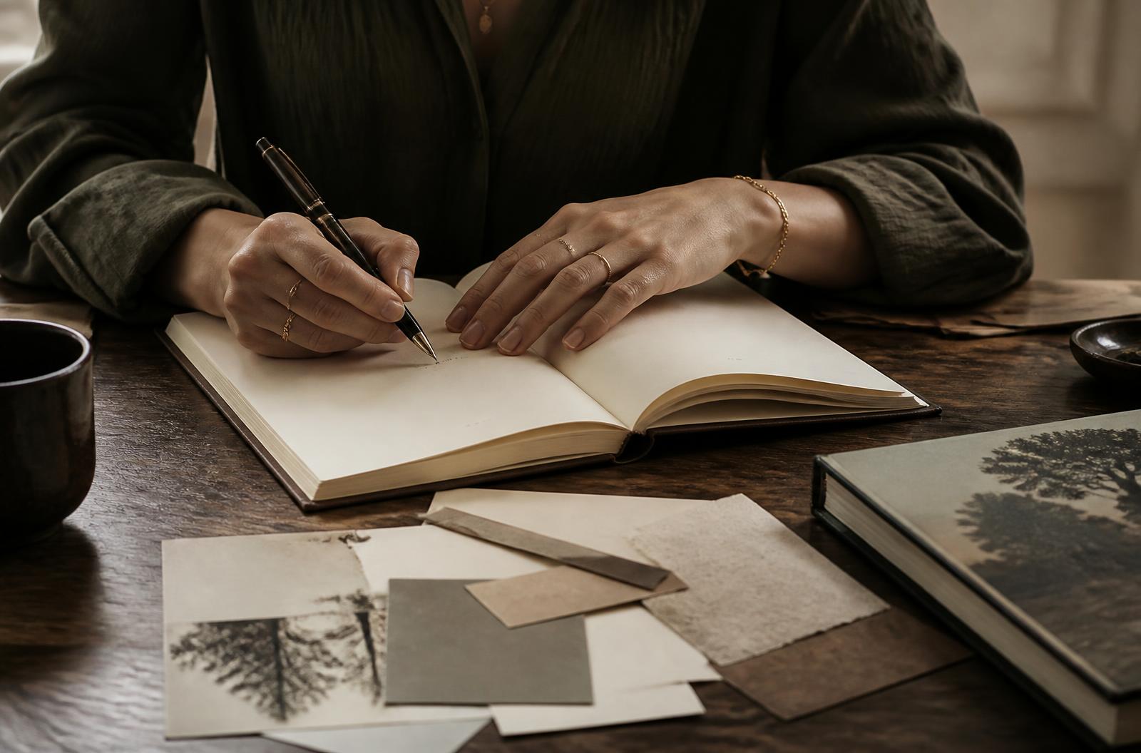 Manos escribiendo en un cuaderno